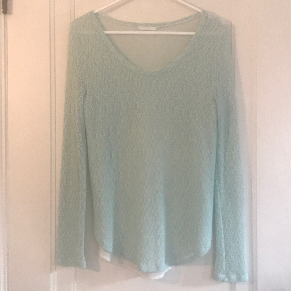 Lush mixed media seafoam sweater top size medium